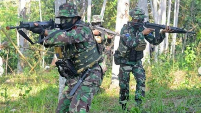 VIVA Militer : Pasukan Yonif 5 Marinir TNI AL latihan penguasaan wilayah daratan