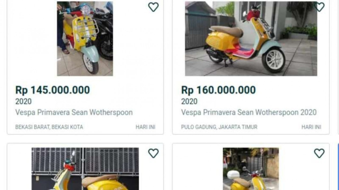 Vespa Sean Wotherspoon dijual dengan harga tinggi.