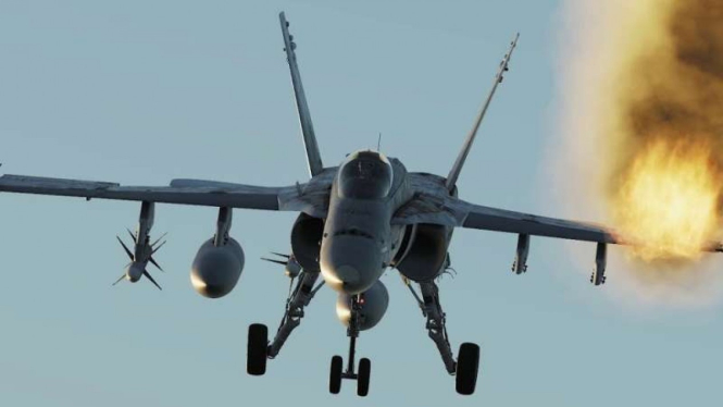 VIVA Militer: Jet tempur F-18 Super Hornet Angkatan Laut AS terbakar