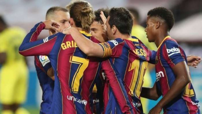 Selebrasi pemain Barcelona