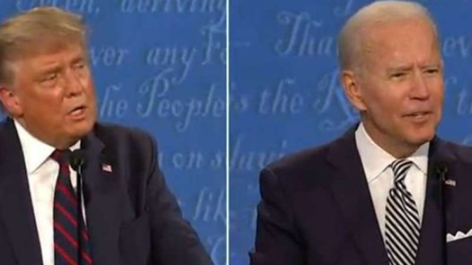 Debat Capres AS Donald Trump (kiri) dan Joe Biden (kanan).