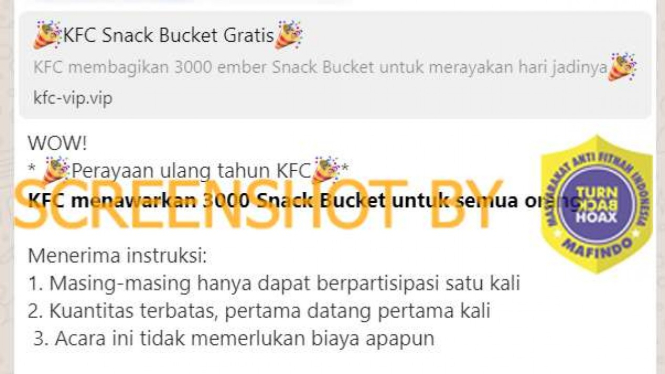 Voucher 3000 Snack Bucket dalam Rangka HUT KFC, Cek Faktanya - VIVA - VIVA.co.id