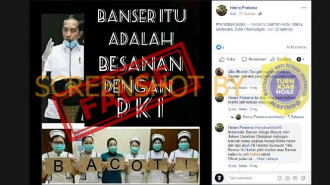 Hoax Jokowi sebut Banser besanan dengan PKI