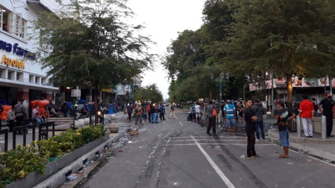 Jalan Malioboro usai demonstrasi ricuh