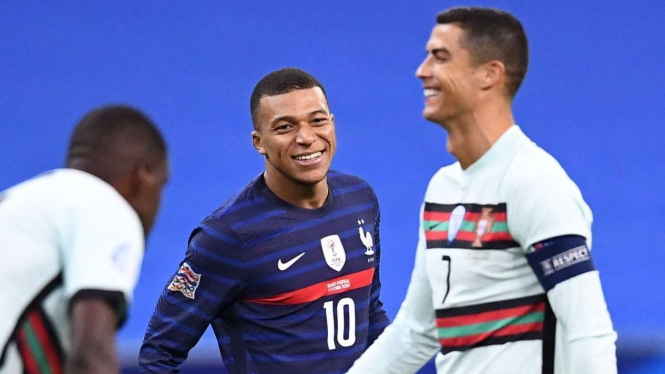 Penyerang Prancis, Kylian Mbappe dan Cristiano Ronaldo