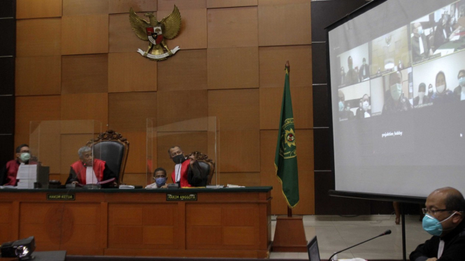 Suasana Sidang Perdana Djoko Tjandra.