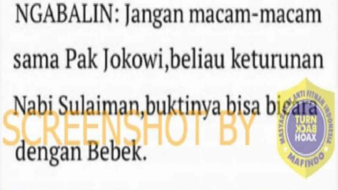 Hoax Ngabalin menyebut Jokowi keturunan Nabi Sulaiman