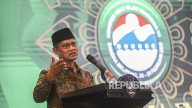 Ketua Umum PP Muhammadiyah Haedar Nashir Source : Republika