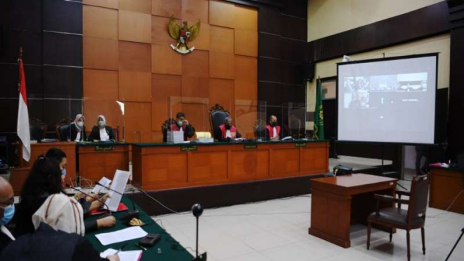 Suasana sidang pembacaan dakwaan secara virtual kasus dugaan Djoko Tjandra