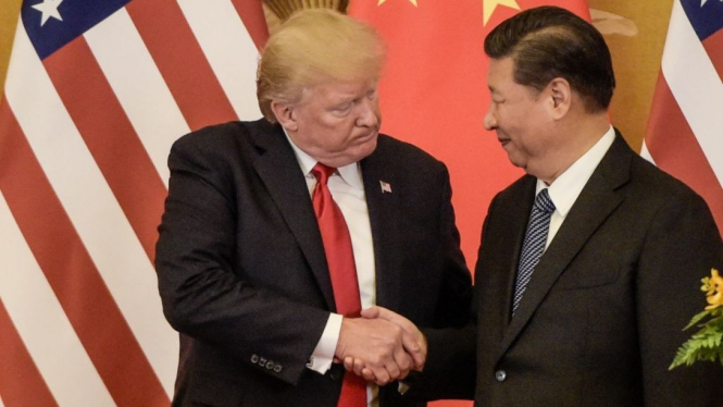 Donald Trump dan Presiden Xi Jinping (Getty Images via BBC Indonesia)