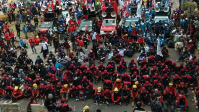 Buruh Demo Di Patung Kuda, Lebih 2.500 Personel Gabungan Disiapkan