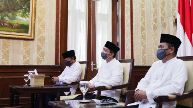 Rapat koordinasi virtual persiapan libur panjang di Balai Kota Bogor.