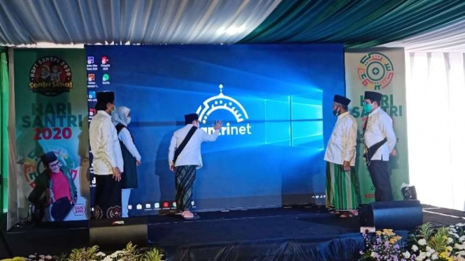 Muhaimin Iskandar, panglima santri sekaligus Ketua Umum PKB, dalam momen peluncuran platform digital Santrinet di Pesantren Sabilurrosyad, Kota Malang, pada Kamis, 22 Oktober 2020.