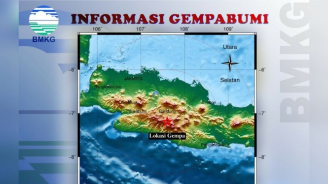 Lokasi gempa di Kabupaten Bandung