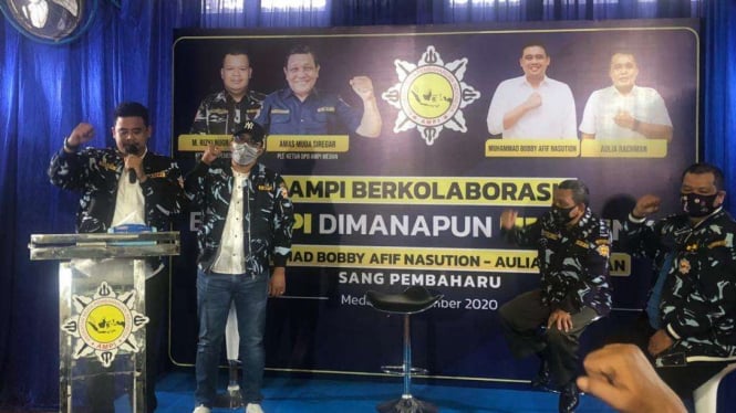 Calon wali kota Medan Muhammad Bobby Afif Nasution di kantor AMPI Sumatera Utara di Medan, Rabu 3 November 2020.