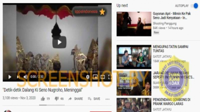 Hoax video detik-detik Ki Dalang Seno meninggal