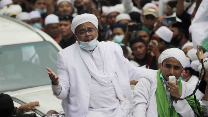 Habib Rizieq Shihab saat tiba di Petamburan, Jakarta.