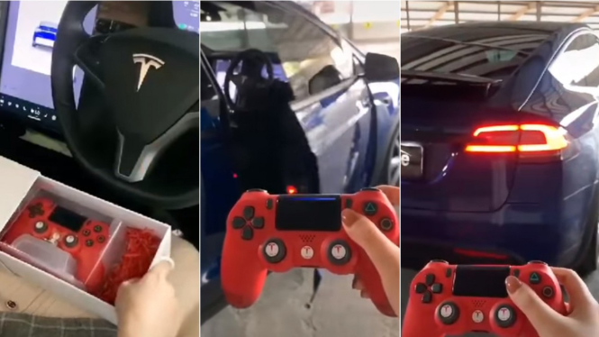 Mobil Tesla dikendalikan pakai stick PS4