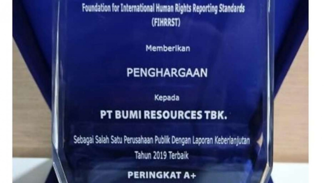 Penghargaan kepada BUMI Resources.