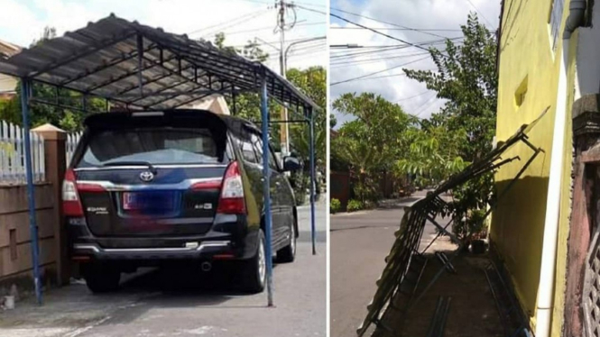 Kanopi parkir mobil yang viral akhirnya dibongkar (kanan)