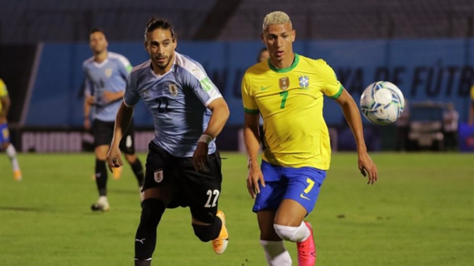 Pertandingan Uruguay vs Brasil di kualifikasi Piala Dunia 2022 zona CONMEBOL