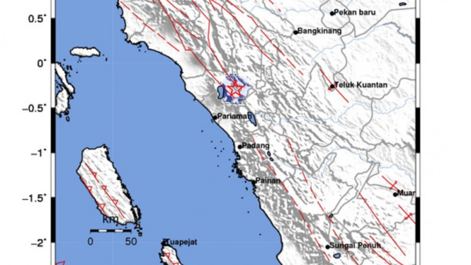 Titik gempa magnitudo 3,3 di Bukittinggi, dipicu sesar Sianok