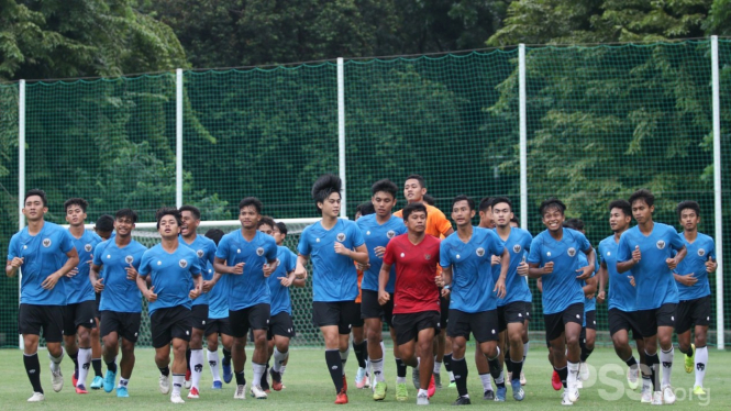 Suasana latihan Timnas Indonesia U-19 di Stadion Madya GBK.