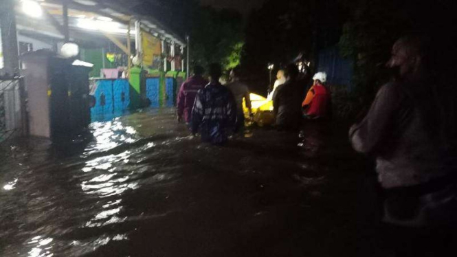 Suasana banjir salah satu kawasan di Cilegon