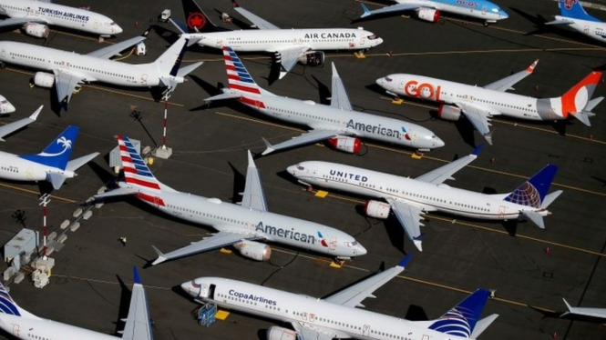 Pesawat Boeing 737 Max dilarang terbang sejak Maret 2019 hingga November 2020.-REUTERS


