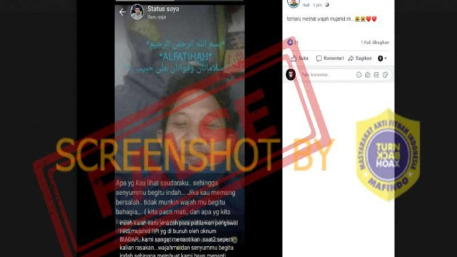 Hoax jenazah anggota Laskar FPI tersenyum