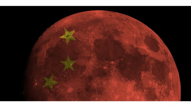 Ilustrasi China menguasai Bulan.