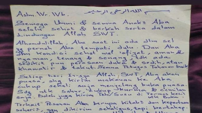Surat dari Habib Rizieq buat keluarga