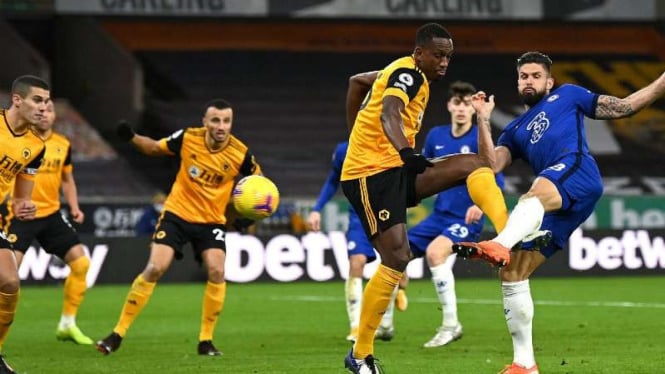 Bomber Chelsea, Olivier Giroud bobol gawang Wolverhampton Wanderers