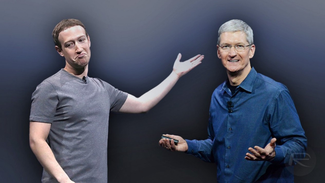 Mark Zuckerberg dan Tim Cook.