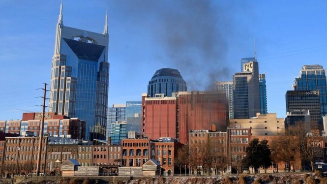 Ledakan terjadi di kawasan yang dikenal akan kehidupan malam dan restoran-restorannya di Nashville. - Reuters via BBC Indonesia