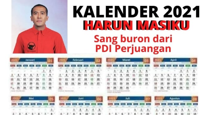 Kalender 2021 bergambar wajah Harun Masiku.