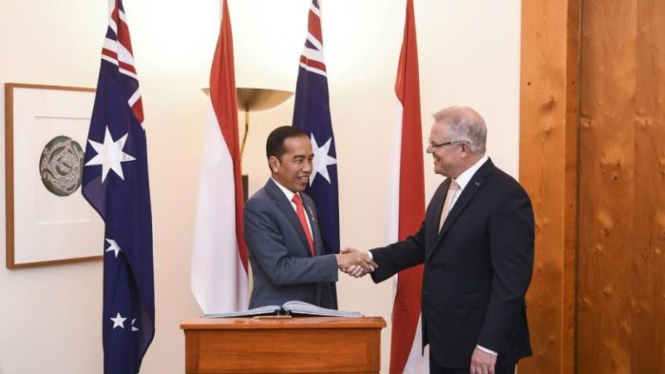 Presiden Joko Widodo saat bertemu dengan PM Australia Scott Morrison di Canberra, Februari 2020 lalu.