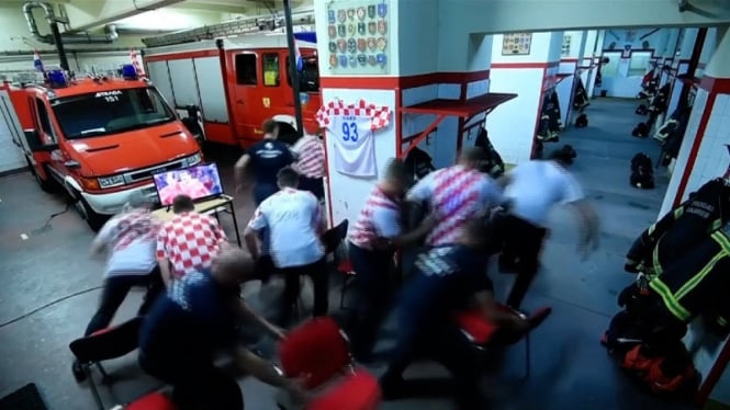 Departemen Pemadam Kebakaran Zagreb, Kroasia saat Piala Dunia 2018.