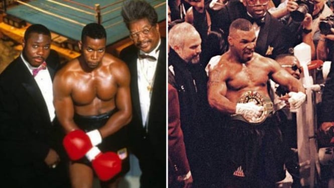 Michael Jai White (kiri) dan Mike Tyson saat muda