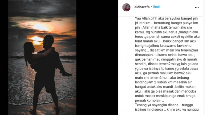 Postingan Instagram istri pramugara korban tragedi Sriwijaya Air, Okky Bisma