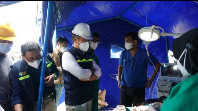 Menteri Kesehatan Budi Gunadi Sadikin lokasi gempa di Sulbar.