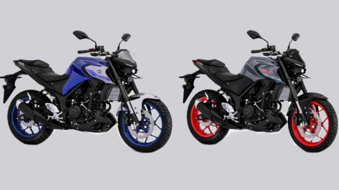 Produk sepeda motor baru Yamaha MT-25 pakai striping baru.