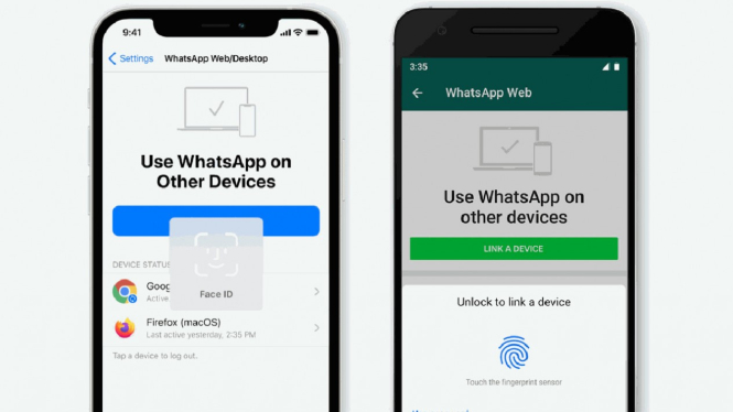 Login ke WhatsApp web butuh otentikasi sidik jari