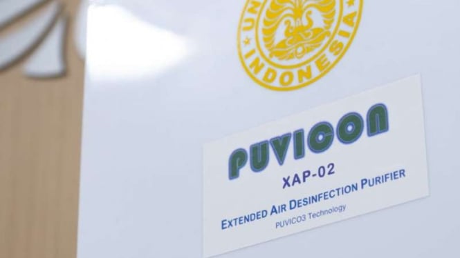Puvicon, alat pemurni udara rancangan tim dari Fakultas Teknik Universitas Indonesia, yang diklaim 99 persen ampuh menghilangkan berbagai macam virus termasuk corona.