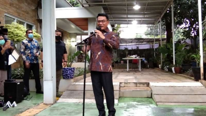 Kepala Staf Kepresidenan Moeldoko dalam keterangan pers tentang isu ‘kudeta’ Partai Demokrat di rumahnya di kawasan Menteng, Jakarta Pusat, Rabu sore, 3 Februari 2021.