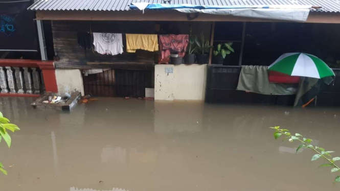 Banjir di salah satu di perumahan Bekasi, Jawa Barat