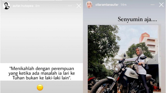 Postingan Insta stories Olla Ramlan dan suaminya, Aufar Hutapea