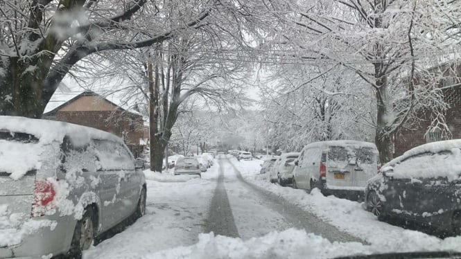 Badai salju menerjang kota New York, AS.