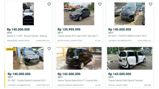 Mobil bekas Toyota Sienta