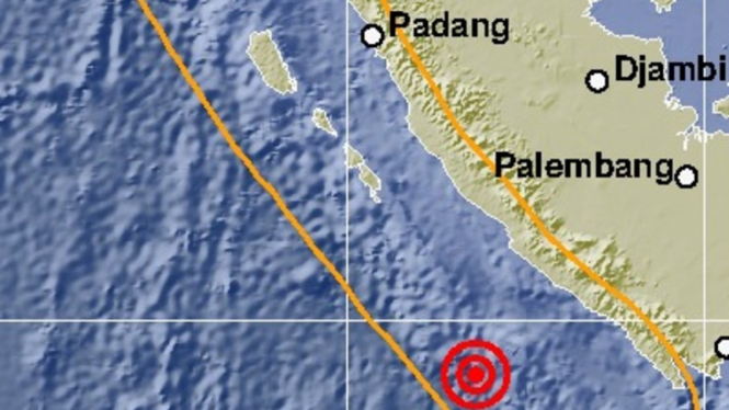 Lokasi gempa di laut Bengkulu
